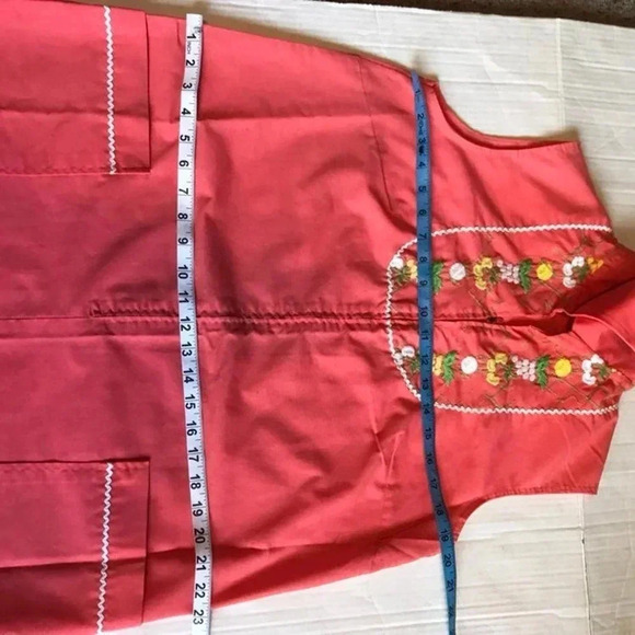 VTG Floral 70s Go-In’s By Danville Full Zip Beachy Women Midi Dress Size M 14/16 - Picture 3 of 10